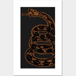 Brown Distressed 80s Retro Forestry Gadsden Snake Posters and Art